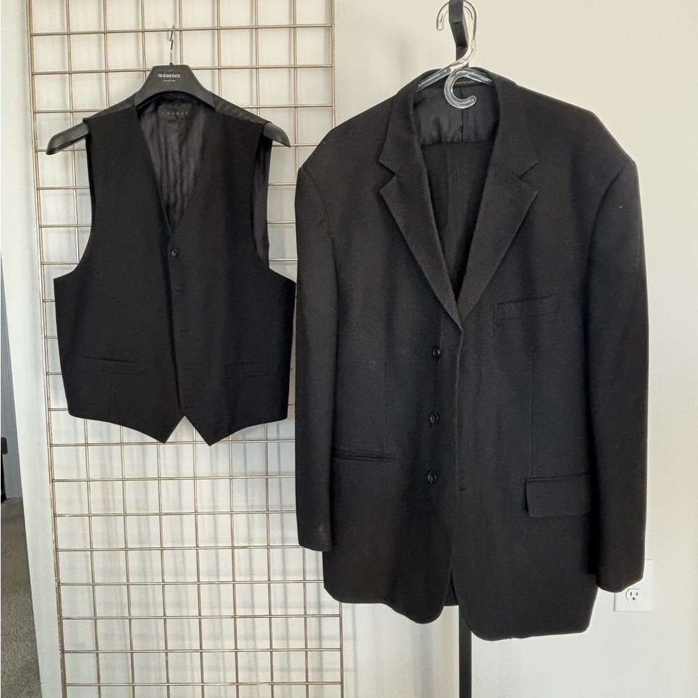 Men's Black Suit Jacket and Vest